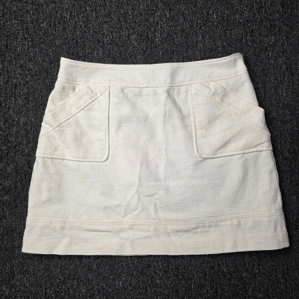 Milly of New York Mini Skirt Women’s 8 White Cotton Lined Textured USA Made